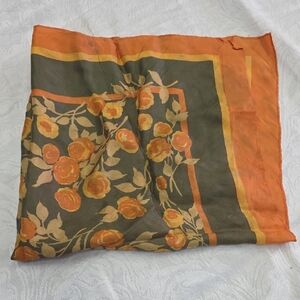 Floral Scarf with Orange and Brown Accents | AS IS